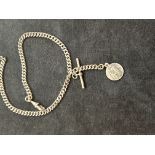 Silver double Albert watch chain & ob