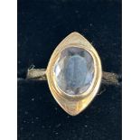 9ct Gold ring set with large possibly crystal ston