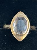 9ct Gold ring set with large possibly crystal ston