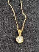 9ct Gold chain & pendant, pendant set with solitai
