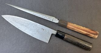 Rare antique Set of Japanese chefs knifes signed A