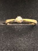 9ct Gold diamond solitaire ring Size O 1.6g