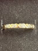 9ct gold ring set with 5 diamonds, size M