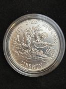 D day June 6 1944 one dollar silver coin