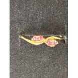 9ct gold ring set with 4 rubies, size M