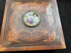 Inlaid Italian wooden box - hand painted centre