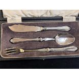 Three piece silver handled cutlery set Sheffield 1