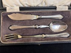Three piece silver handled cutlery set Sheffield 1