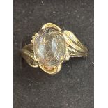 9ct gold ring set with lage gemstone, size O, 4.2g