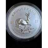 1oz silver coin, 2017 krugerrand with box