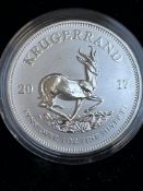1oz silver coin, 2017 krugerrand with box