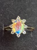 9ct gold ring set with gemstones, size R, 3.3grams