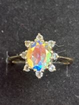 9ct gold ring set with gemstones, size R, 3.3grams