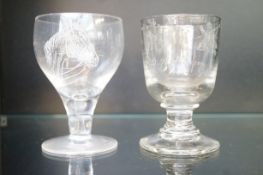 2 x Glasses - 1 masonic dated 1867