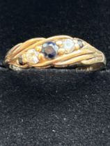 9ct Gold ring set with sapphires & cz stones Size