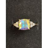 9ct gold ring set with large gemstone, size O