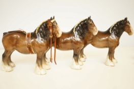 3 Beswick shire horses