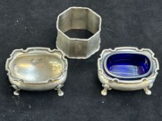Pair of silver salts, one liner missing and silver