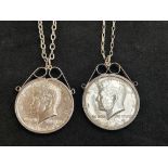 1964 half dollar mounted pendant and white metal c