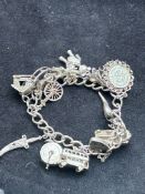 Silver charm bracelet - 14 charms