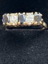 9ct Gold ring set with sapphires & cz stones Size