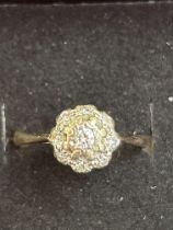 9ct gold diamond cluster ring, size L