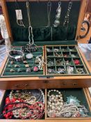 Large jewellery box with costume jewellery content