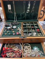 Large jewellery box with costume jewellery content