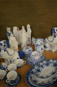 Collection of blue and white pottery, Parian ware