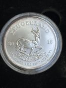 1oz silver coin, 2018 krugerrand with box