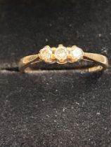 9ct Gold diamond trilogy ring 0.20ct Size M 1.8g