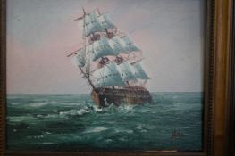 Small oil onboard ship scene signed ADAIR
