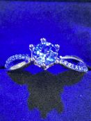 1ct Moissanite ring set in silver, colour grade D,