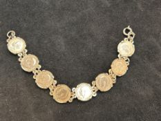 Coin bracelet, possibly silver