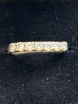 9ct Gold ring set with 7 cz stones Size M 2.3g