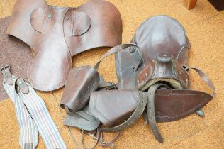 Two early 20th century leather horse saddles