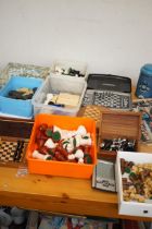 Collection of chess boards and pieces