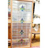 Large framed leaded glass panel, 169cmx73cm