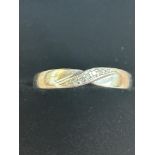 9ct Gold ring set with diamonds Size Q