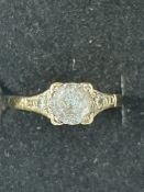 9ct Gold ring set with white stones Size M