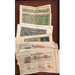 Collection of early 20th century German bank notes