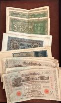 Collection of early 20th century German bank notes