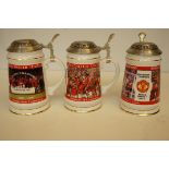 Three Manchester United steins (all with COA inside)
