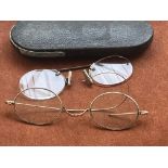 Victorian glass case & 2 specs