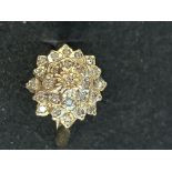 9ct Gold diamond cluster ring Weight 3.5g Size L