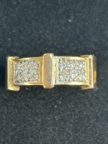 9ct Gold ring set with 12 diamonds Size N Weight 5