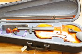 Cased violin & soft case