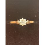 9ct Gold diamond solitaire ring Size M 1.3g