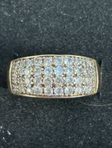 9ct Gold ring set with white stones Size P Weight