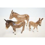2x Beswick donkeys & 1 foal